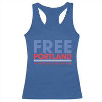 Free Portland Bold Patriotic Racerback Tank Top Red White and Blue Protest Statement - Wonder Print Shop