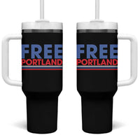 Free Portland Bold Patriotic Tumbler With Handle Red White and Blue Protest Statement - Wonder Print Shop