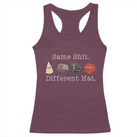 Same Shit Different Hat Racerback Tank Top - Wonder Print Shop