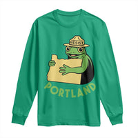 Portland Frog Resist Long Sleeve Shirt Oregon Map Vintage Graphic - Wonder Print Shop