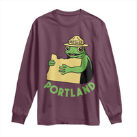 Portland Frog Resist Long Sleeve Shirt Oregon Map Vintage Graphic - Wonder Print Shop