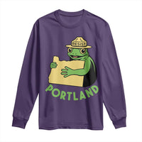 Portland Frog Resist Long Sleeve Shirt Oregon Map Vintage Graphic - Wonder Print Shop