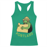 Portland Frog Resist Racerback Tank Top Oregon Map Vintage Graphic - Wonder Print Shop