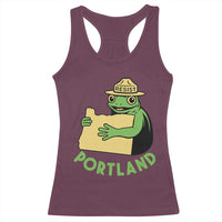 Portland Frog Resist Racerback Tank Top Oregon Map Vintage Graphic - Wonder Print Shop