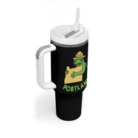 Portland Frog Resist Tumbler With Handle Oregon Map Vintage Graphic - Wonder Print Shop