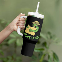 Portland Frog Resist Tumbler With Handle Oregon Map Vintage Graphic - Wonder Print Shop