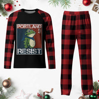 Portland Resist Retro Frog 8647 Plaid Pajama Set Political Satire Protest Poster Graphic - Wonder Print Shop