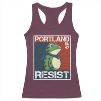 Portland Resist Retro Frog 8647 Racerback Tank Top Political Satire Protest Poster Graphic - Wonder Print Shop