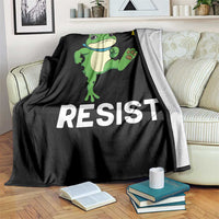 Resist Frog Kicking Crown Throw Blanket Funny No Kings In America Free Portland - Wonder Print Shop
