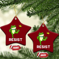 Resist Frog Kicking Crown Ceramic Ornament Funny No Kings In America Free Portland - Wonder Print Shop