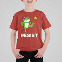Resist Frog Kicking Crown T Shirt For Kid Funny No Kings In America Free Portland - Wonder Print Shop