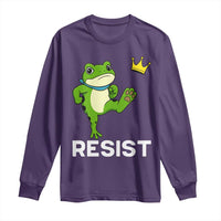 Resist Frog Kicking Crown Long Sleeve Shirt Funny No Kings In America Free Portland - Wonder Print Shop