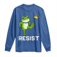 Resist Frog Kicking Crown Long Sleeve Shirt Funny No Kings In America Free Portland - Wonder Print Shop