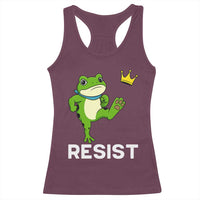 Resist Frog Kicking Crown Racerback Tank Top Funny No Kings In America Free Portland - Wonder Print Shop