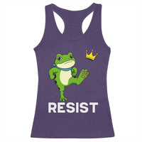 Resist Frog Kicking Crown Racerback Tank Top Funny No Kings In America Free Portland - Wonder Print Shop