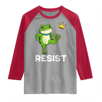Resist Frog Kicking Crown Raglan Shirt Funny No Kings In America Free Portland - Wonder Print Shop