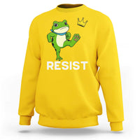 Resist Frog Kicking Crown Sweatshirt Funny No Kings In America Free Portland - Wonder Print Shop