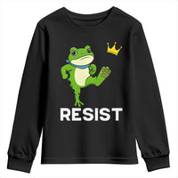 Resist Frog Kicking Crown Youth Sweatshirt Funny No Kings In America Free Portland - Wonder Print Shop