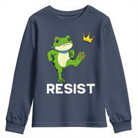 Resist Frog Kicking Crown Youth Sweatshirt Funny No Kings In America Free Portland - Wonder Print Shop