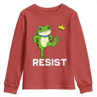 Resist Frog Kicking Crown Youth Sweatshirt Funny No Kings In America Free Portland - Wonder Print Shop