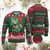 Hop Patriotic Frog Ugly Christmas Sweater Resist Protest Poster Graphic - Wonder Print Shop