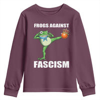 Frogs Against Fascism Youth Sweatshirt No Fascist No Kings Funny Portland Frog Protest - Wonder Print Shop