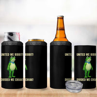 United We Ribbit Frog Protest 4 in 1 Can Cooler Tumbler Divided We Croak Free Portland Resist 2025 - Wonder Print Shop