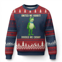 United We Ribbit Frog Protest Ugly Christmas Sweater Divided We Croak Free Portland Resist 2025 - Wonder Print Shop