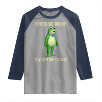 United We Ribbit Frog Protest Raglan Shirt Divided We Croak Free Portland Resist 2025 - Wonder Print Shop