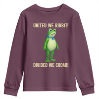 United We Ribbit Frog Protest Youth Sweatshirt Divided We Croak Free Portland Resist 2025 - Wonder Print Shop