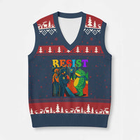Rainbow Street Protest Frog V-Neck Knit Sweater Vest Resist LGBTQ+ Solidarity - Wonder Print Shop