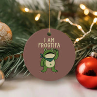 I Am Frogtifa Ceramic Ornament Frog Resist Antifascist with Raised Fist Bandana - Wonder Print Shop
