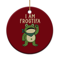 I Am Frogtifa Ceramic Ornament Frog Resist Antifascist with Raised Fist Bandana - Wonder Print Shop