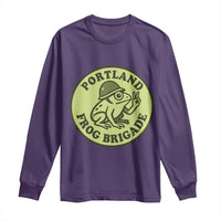 Portland Frog Brigade Long Sleeve Shirt Peace Frog Protest Badge - Wonder Print Shop