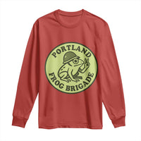 Portland Frog Brigade Long Sleeve Shirt Peace Frog Protest Badge - Wonder Print Shop