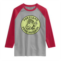 Portland Frog Brigade Raglan Shirt Peace Frog Protest Badge - Wonder Print Shop