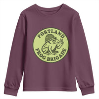 Portland Frog Brigade Youth Sweatshirt Peace Frog Protest Badge - Wonder Print Shop