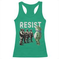 Resist Frog Racerback Tank Top Inflatable Animal Protest Free Portland - Wonder Print Shop