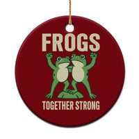Frogs Together Strong Ceramic Ornament Portland Frog Protest United We Ribbit - Wonder Print Shop