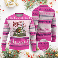 Hands Off Portland Sword Frog Ugly Christmas Sweater Freedom Fighters Hero Resist - Wonder Print Shop