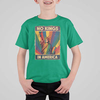 No Kings in America Pride T Shirt For Kid Rainbow Statue of Liberty Protest - Wonder Print Shop