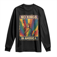 No Kings in America Pride Long Sleeve Shirt Rainbow Statue of Liberty Protest - Wonder Print Shop