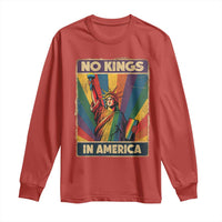 No Kings in America Pride Long Sleeve Shirt Rainbow Statue of Liberty Protest - Wonder Print Shop