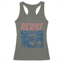 Liberty Resist Racerback Tank Top Feminist Bubblegum Statue of Liberty Retro Graphic - Wonder Print Shop