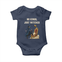 No Kings Just Witches Baby Onesie Feminist Witch Kicking Throne Protest - Wonder Print Shop