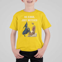 No Kings Just Witches T Shirt For Kid Feminist Witch Kicking Throne Protest - Wonder Print Shop