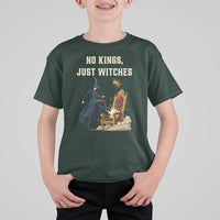 No Kings Just Witches T Shirt For Kid Feminist Witch Kicking Throne Protest - Wonder Print Shop