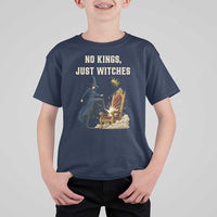 No Kings Just Witches T Shirt For Kid Feminist Witch Kicking Throne Protest - Wonder Print Shop