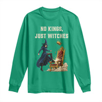 No Kings Just Witches Long Sleeve Shirt Feminist Witch Kicking Throne Protest - Wonder Print Shop
