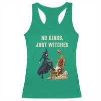 No Kings Just Witches Racerback Tank Top Feminist Witch Kicking Throne Protest - Wonder Print Shop